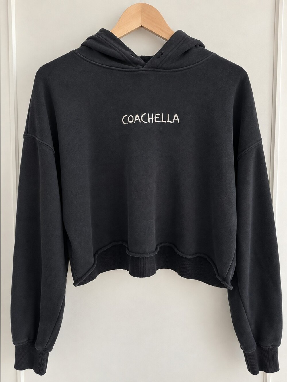 Black Cropped Cochella Hoodie LG